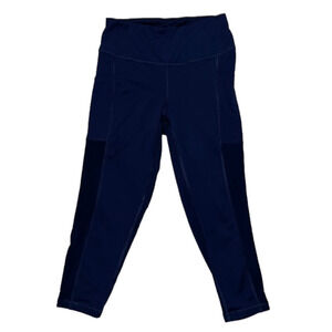 Size medium crane navy blue capri leggings with mesh detail on sides